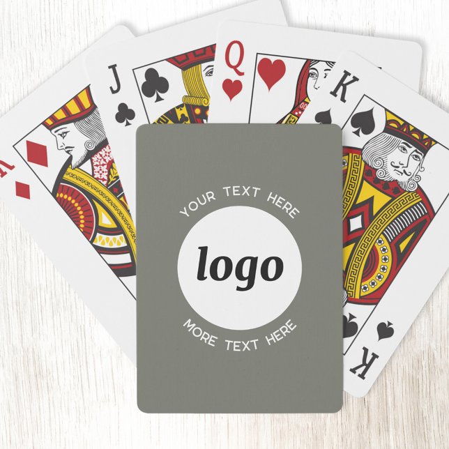 Round Logo with Text Promotional Business Green Playing Cards (Logo with custom text business promotional playing cards)
