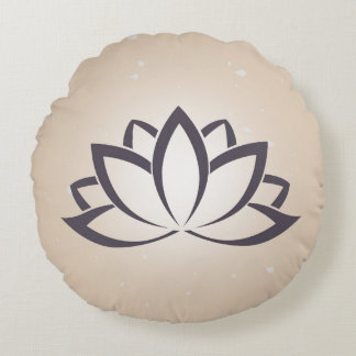 Round Lotus Symbol Throw Pillow Black and Tan 