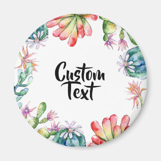 Round Magnet - Cacti & Succ with Custom Text