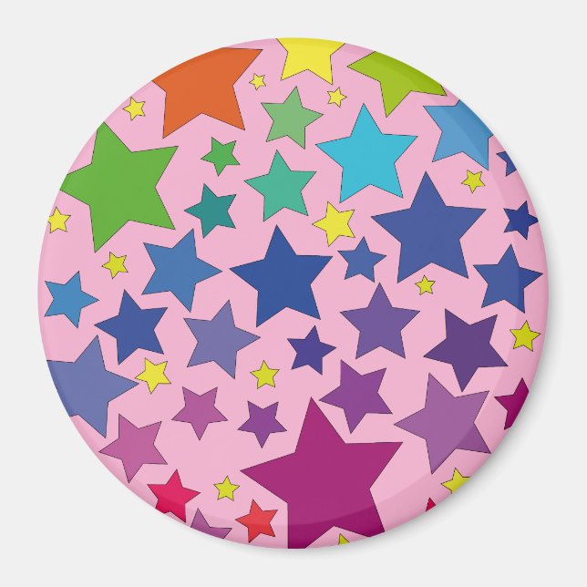 round magnet with colorful stars (Front)