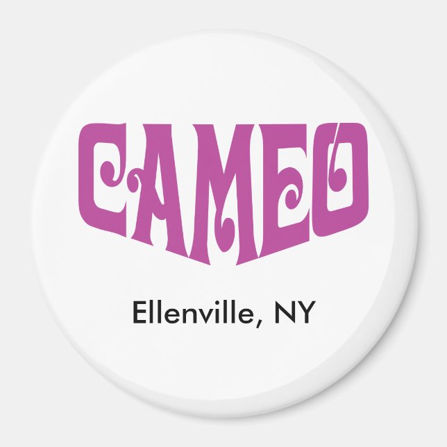 Round Magnet with Pink Cameo logo (Front)