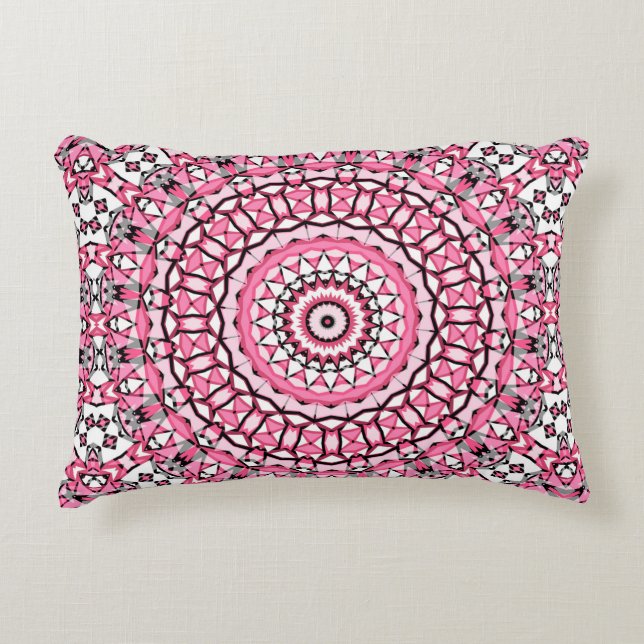 Round mandala pattern in glass vitrage style mosai decorative cushion (Front)