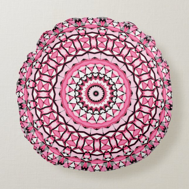 Round mandala pattern in glass vitrage style mosai round cushion (Front)