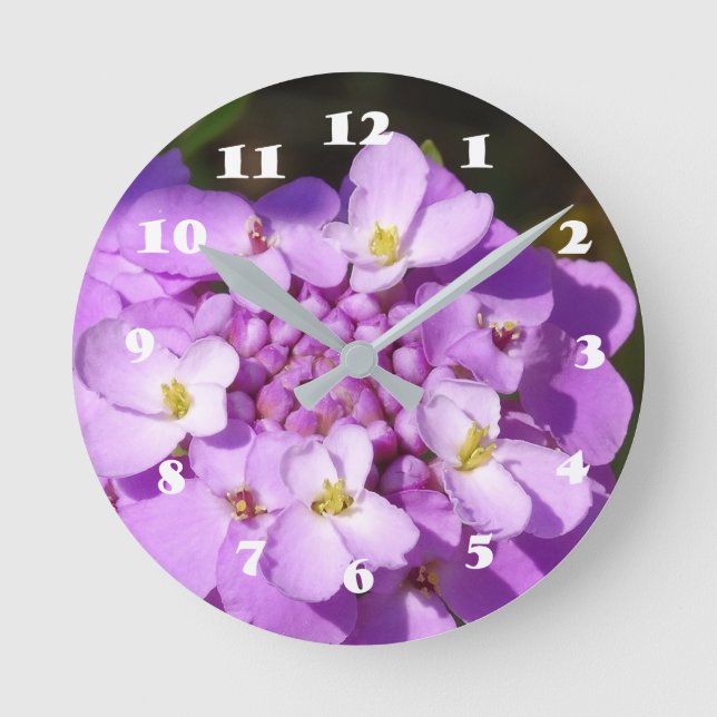 Round (Medium) Wall ClockPurple Blossoms Clock (Front)