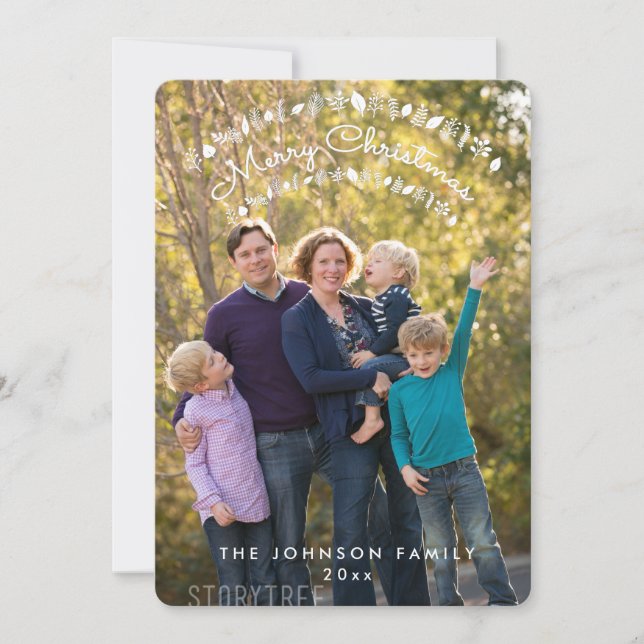 Round Merry Christmas Family Photo Holiday Card (Front)