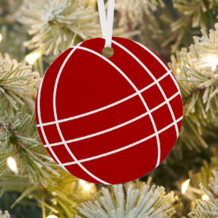 Round metal bocce ball Christmas tree ornament