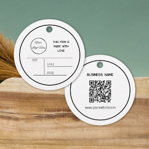 Round minimal white with logo hang tag label