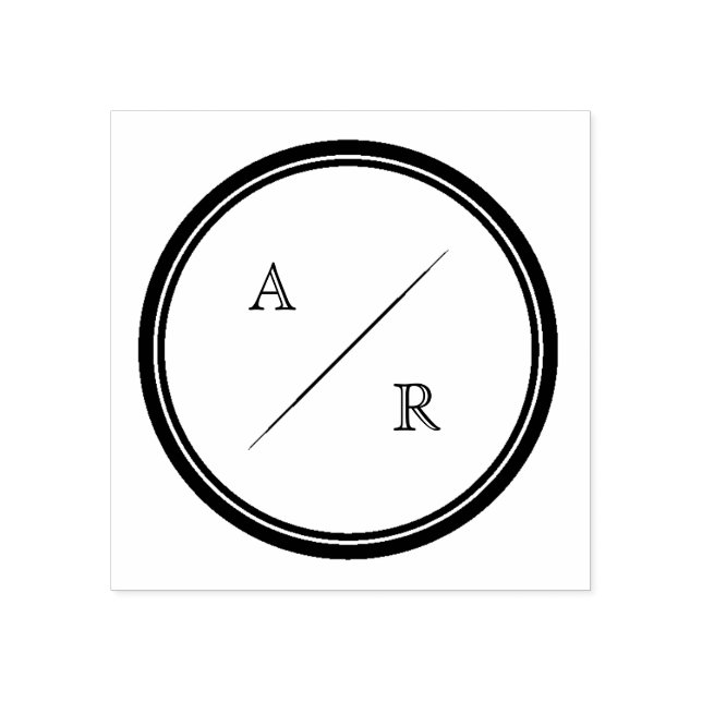Round Minimalist Initials Monogram Rubber Stamp (Imprint)