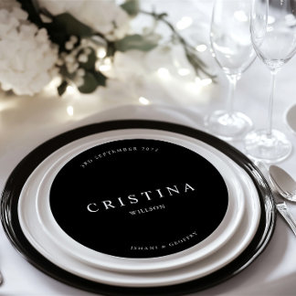 Round Minimalist Wedding Guest Place & Menu Card