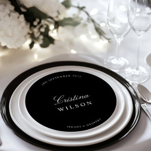 Round Minimalist Wedding Guest Place & Menu Card