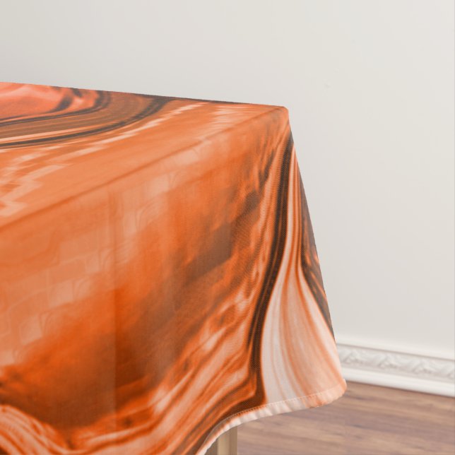 Round misshapen shapes like seeds, coral and red tablecloth (In Situ)