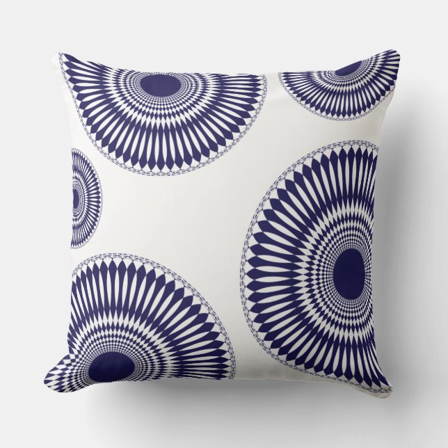Round Modern Blue Graphic Circle Abstract  Design Cushion (Front)