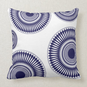 Round Modern Blue Graphic Circle Abstract  Design Cushion
