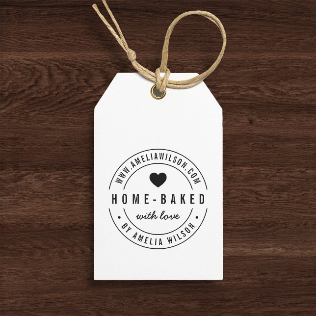 Round Modern Bold Home-Baked With Love Heart Self-inking Stamp (Creator Uploaded)