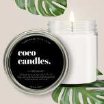 Round Modern Candle Label<br><div class="desc">Minimalist in black and white (soft grey lettering) design for your personalised candle labels. Customise it for yourself!</div>