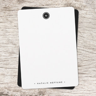 Round Monogram Black and White Minimalist Modern Card