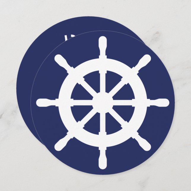 Round nautical kids Birthday party invitations (Front/Back)