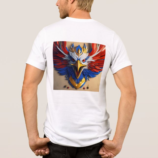 Round neck, eagle back printed t-shirt  Tri-Blend shirt (Back)