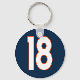 Round Number 18 Orange Blue White Key Ring