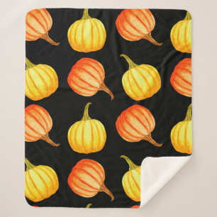 Round Orange and yellow pumpkin. Seamless watercol Sherpa Blanket