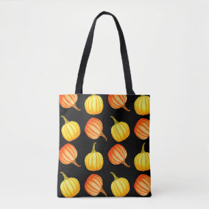 Round Orange and yellow pumpkin. Seamless watercol Tote Bag