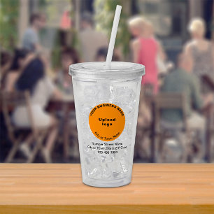 Round Orange Business Brand Acrylic Tumbler