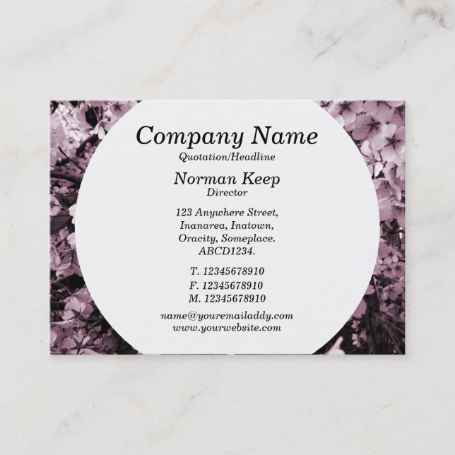Round Panel - Cherry Blossom Business Card (Front)