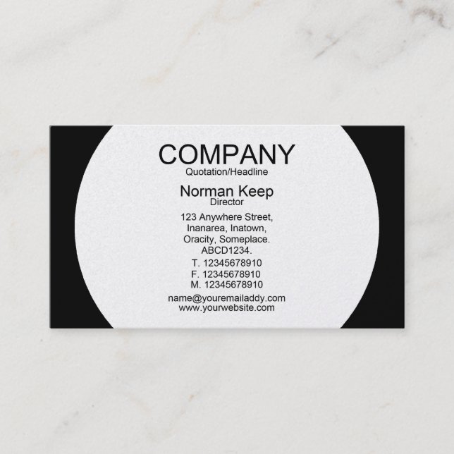 Round Panel - White with Black (Gold Card) Business Card (Front)