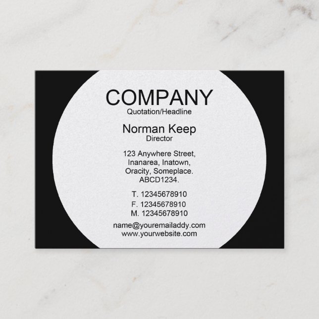 Round Panel - White with Black (Gold Card) Business Card (Front)