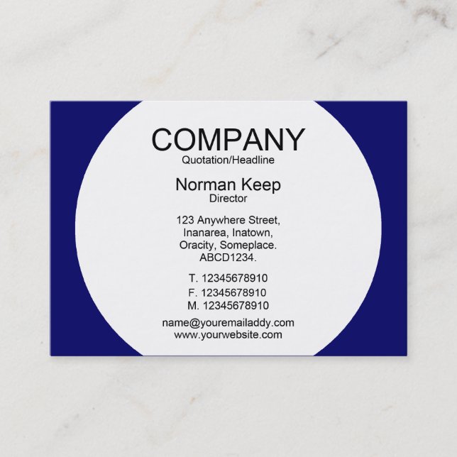 Round Panel - White with Dark Blue 000066 Business Card (Front)