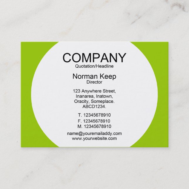 Round Panel - White with Green 99CC00 Business Card (Front)