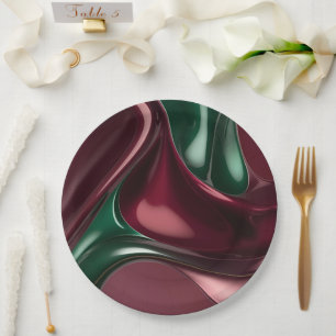 Round paper plate in stylish abstract graphic