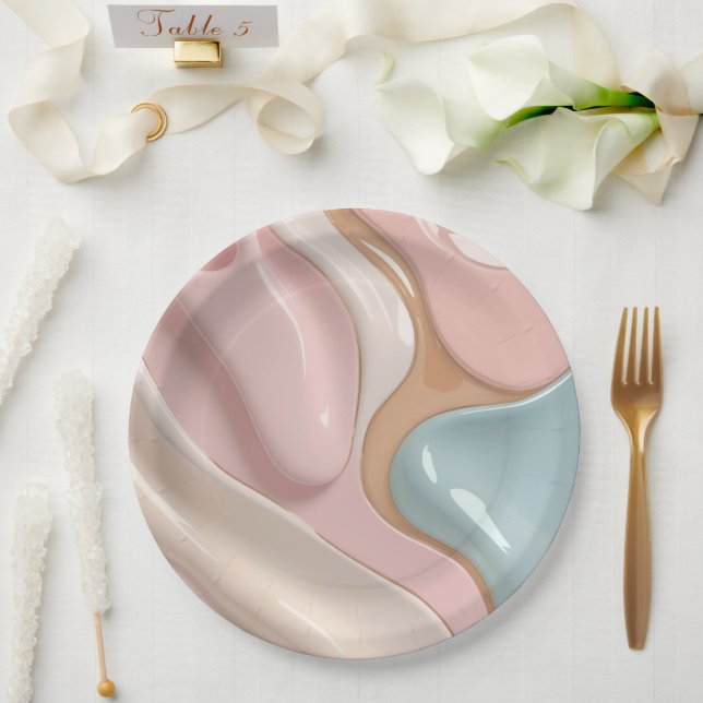Round paper plate in stylish abstract graphic (Wedding)