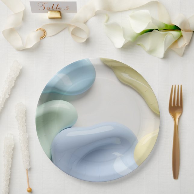 Round paper plate in stylish abstract graphic (Wedding)