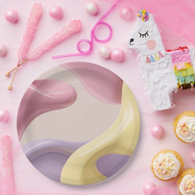 Round paper plate in stylish abstract graphic (Party)