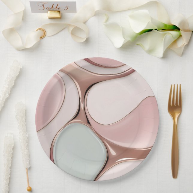 Round paper plate in stylish abstract graphic (Wedding)