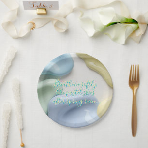 Round paper plate in stylish graphic