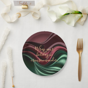 Round paper plate in stylish graphic