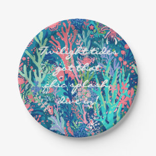 Round paper plate in stylish graphic