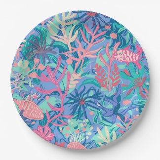 Round paper plate in stylish graphic