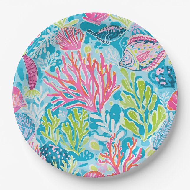 Round paper plate in stylish graphic (Front)