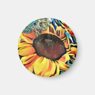 Round Pastel Sunflower Magnet