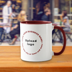 Round Pattern Business Brand Texts on Maroon Combo Mug
