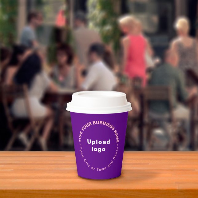 Round Pattern Business Brand Texts on Purple Paper Cups (Creator Uploaded)