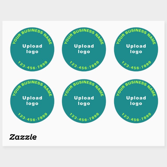 Round Pattern Phone Number Texts on Teal Green Classic Round Sticker (Sheet)
