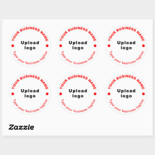 Round Pattern Red Texts Tagline on White Sticker
