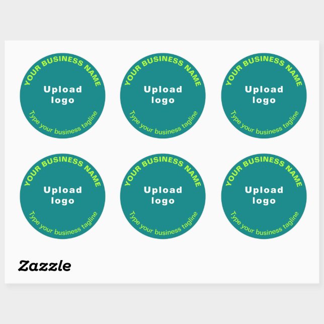 Round Pattern Tagline Texts on Teal Green Sticker (Sheet)