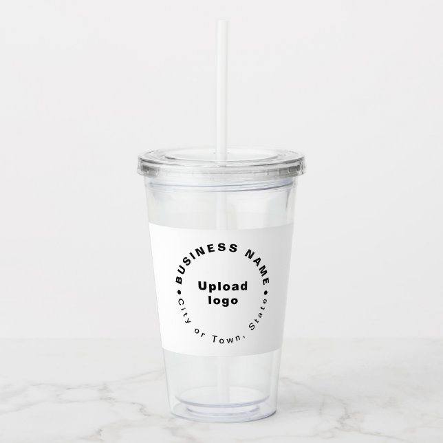Round Pattern Text Business Brand on Acrylic Tumbler (Front)