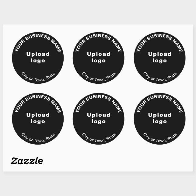 Round Pattern Texts Business Brand on Black Classic Round Sticker (Sheet)