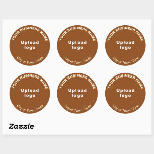 Round Pattern Texts Business Brand on Brown Classic Round Sticker
